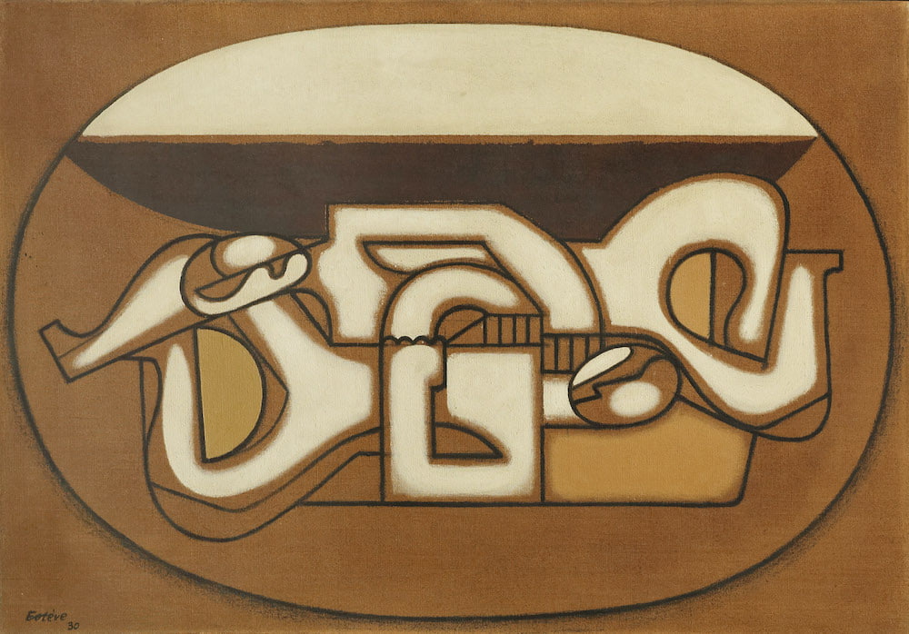 Maurice ESTEVE (1904 - 2001), Couple à l'ovale, 1930, Huile sur toile, Signée et datée en bas à gauche, 81 x 116 cm