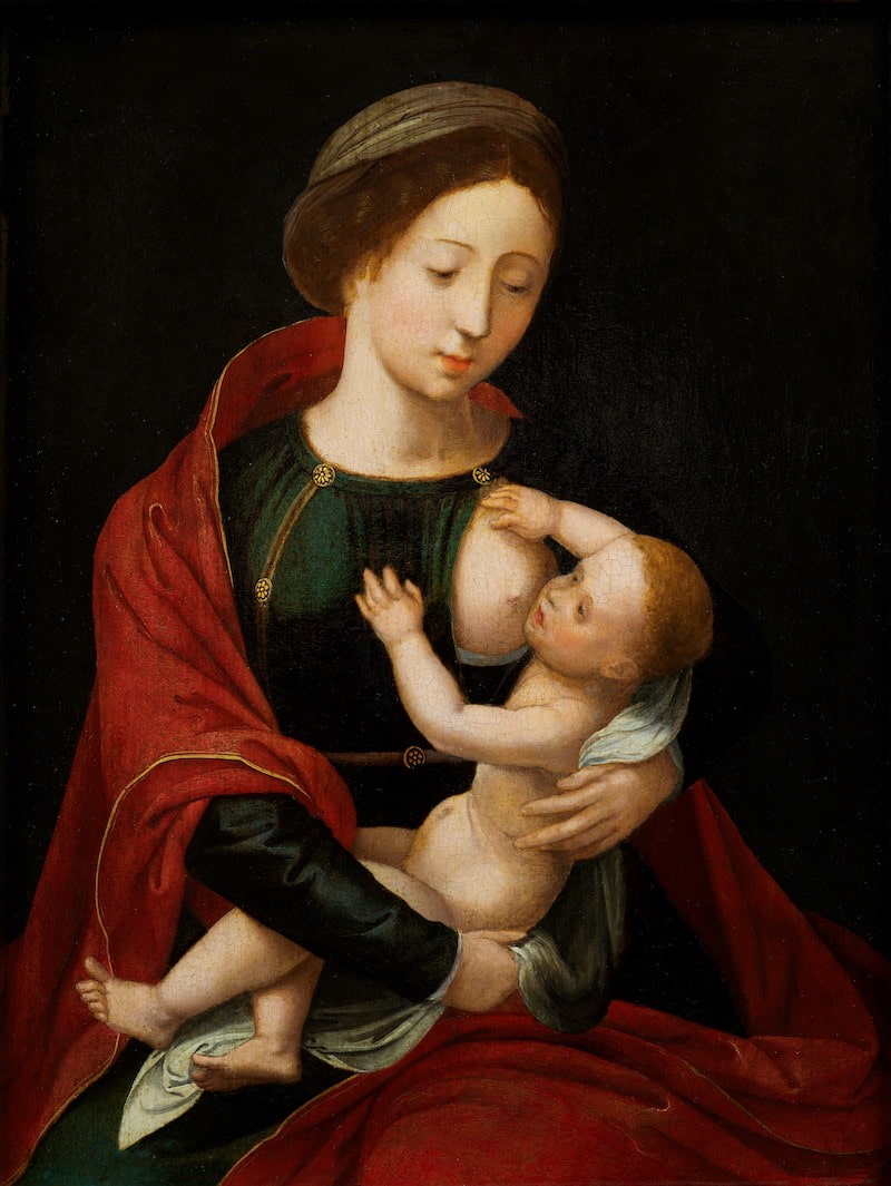 Maître des demi-figures féminines, Vierge à l’enfant, Huile sur panneau