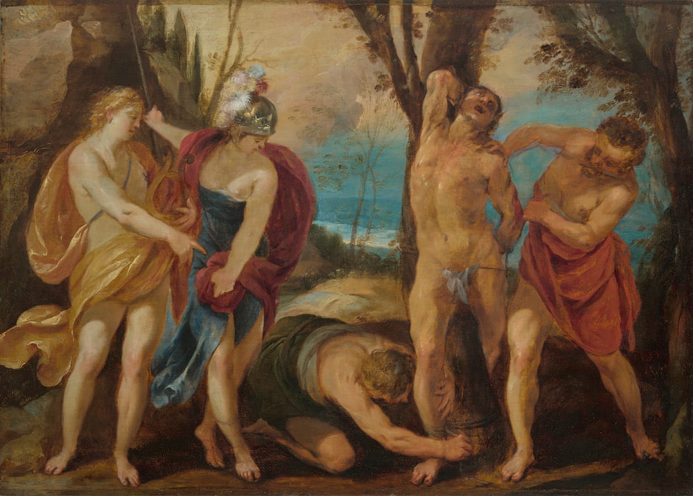 Jacques BLANCHARD (1600 - 1638) Apollon et Marsyas, Huile sur panneau, 54 X 75 cm