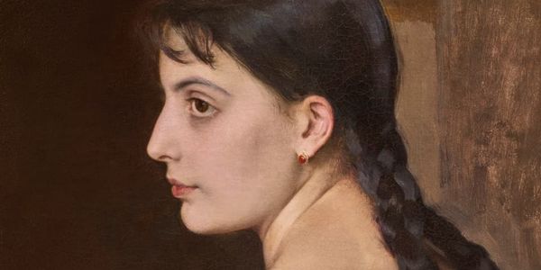 Gustave Courtois, Jeune femme de profil, Huile sur toile, Signé : G. Courtois, Paris, 1887