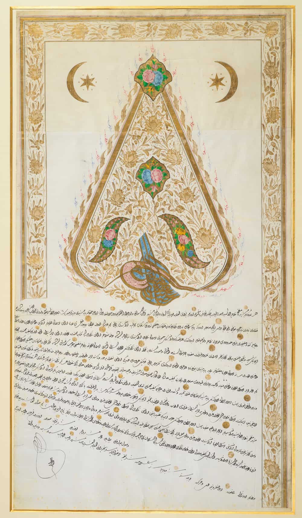 Kent Antiques, Empire Ottoman, Finement Enluminé avec le Tughra du Sultan Abdulmecid