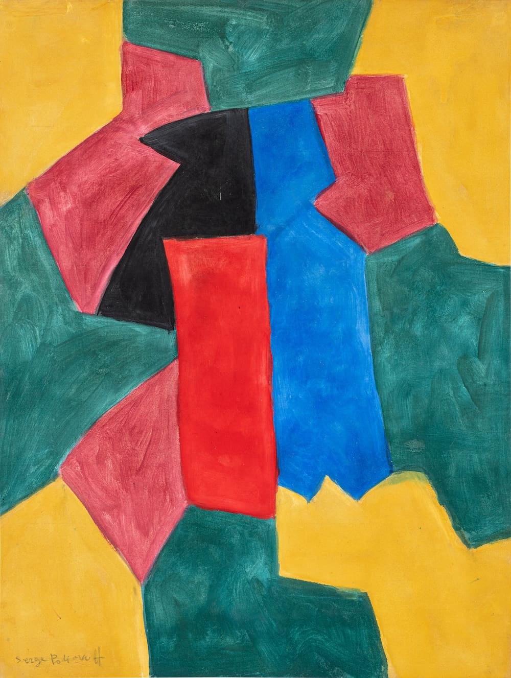 Galerie Ludorff, Serge Poliakoff, Composition abstraite, 1967, Gouache sur papier, 63 x 49 cm