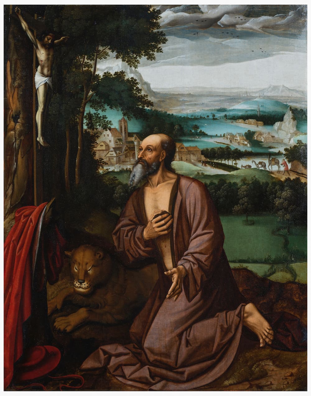 Ambrosius Benson  (C. 1495 -1550)  Saint Jerome in the Wilderness, Panel, 103 x 170 cm
