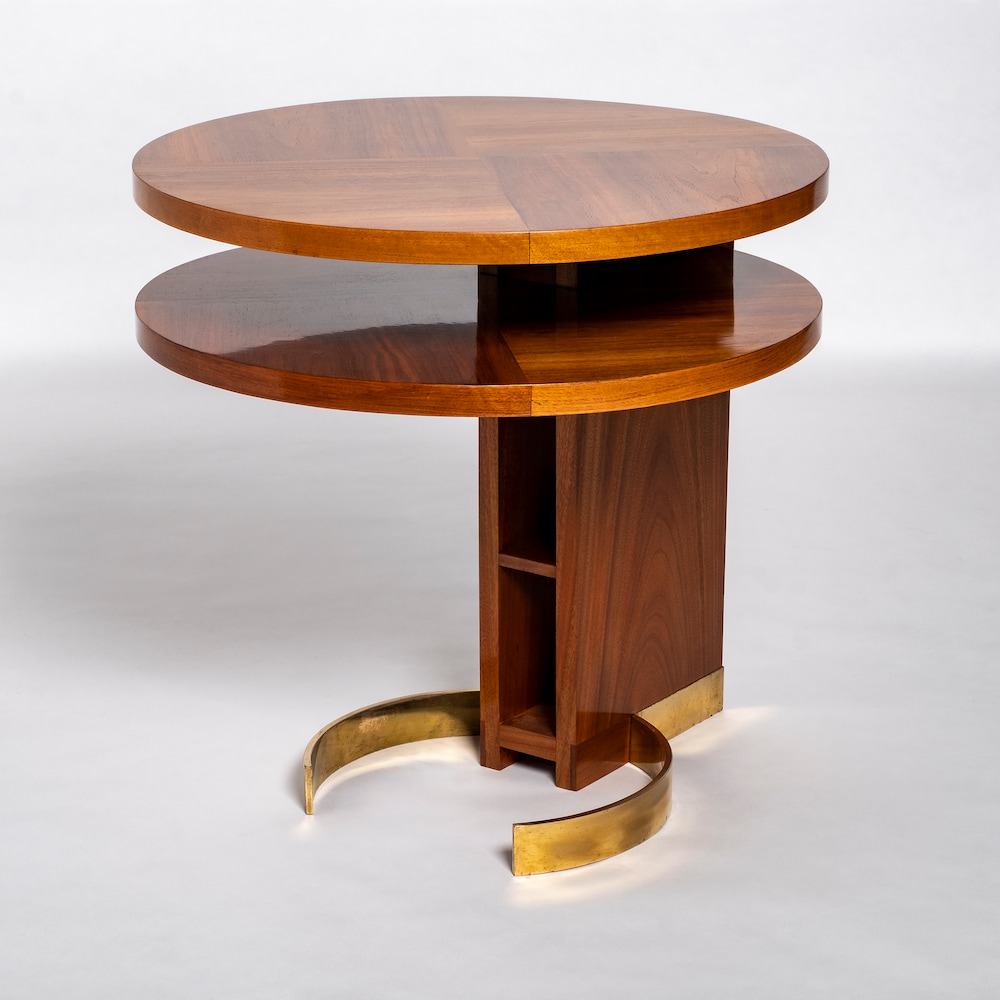 Galerie Alain Marcelpoil, André Sornay, Coffee table with two tabletops in solid walnut, Circa 1928y