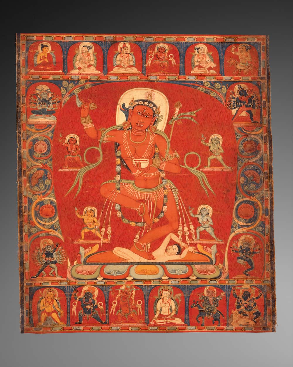 Dakini Vajravarahi, Tibet, fin XIIe-début XIIIe siècle, Détrempe et or sur toile.