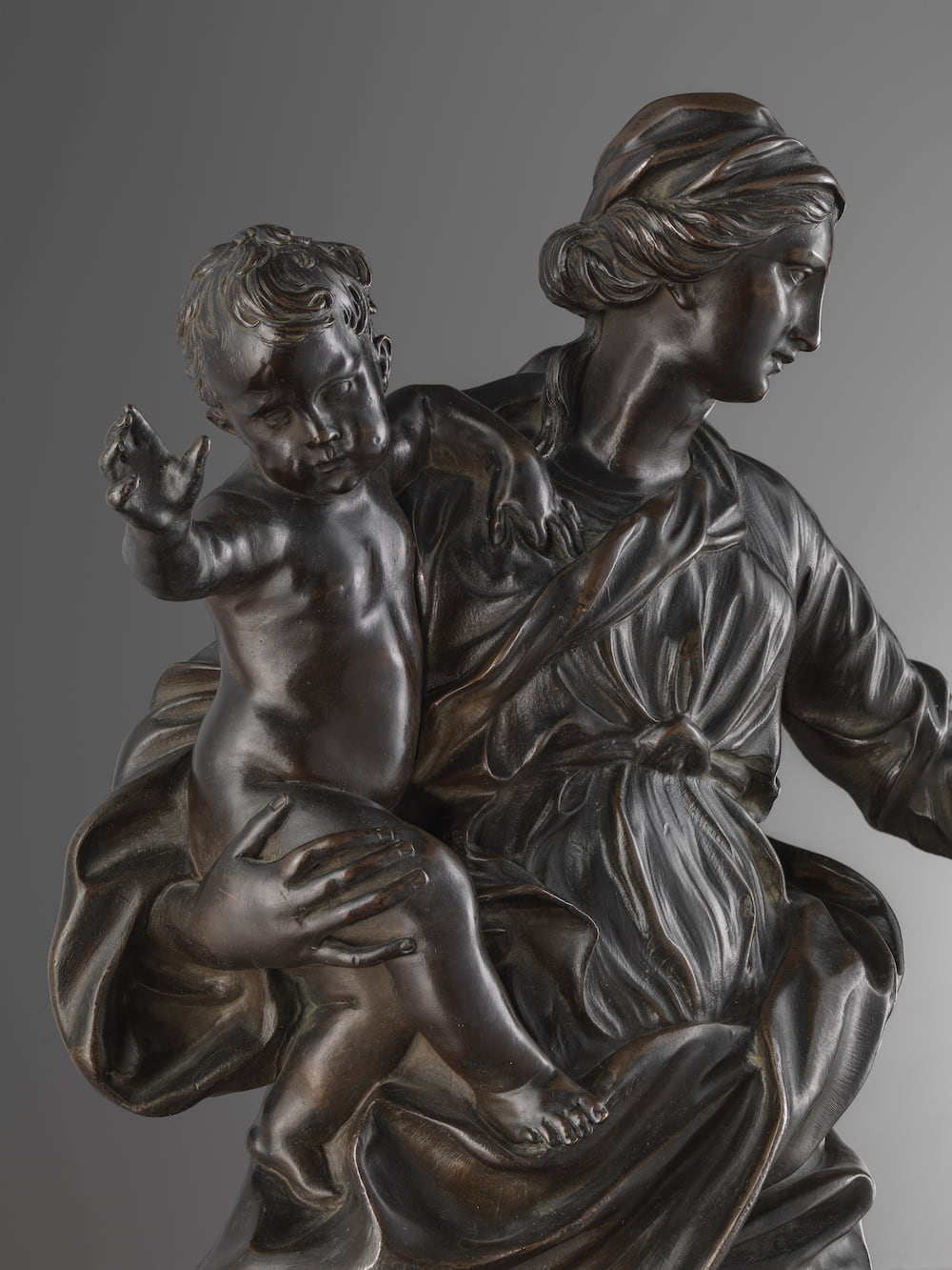 Alessandro Algardi, (Bologna 1598- Rome 1654), Madonna and child, Bronze, h. 48 cm