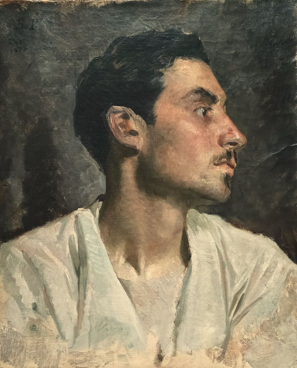 José Julio de Sousa Pinto (1856-1939) Portrait d’homme de profil.